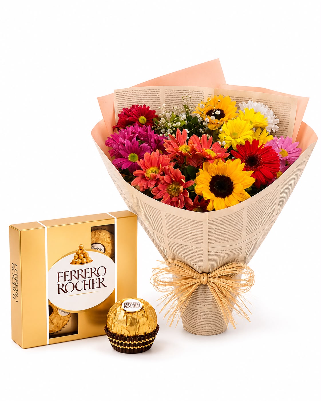 Seleção Especial – Buquê Flores do Campo + Ferrero Rocher