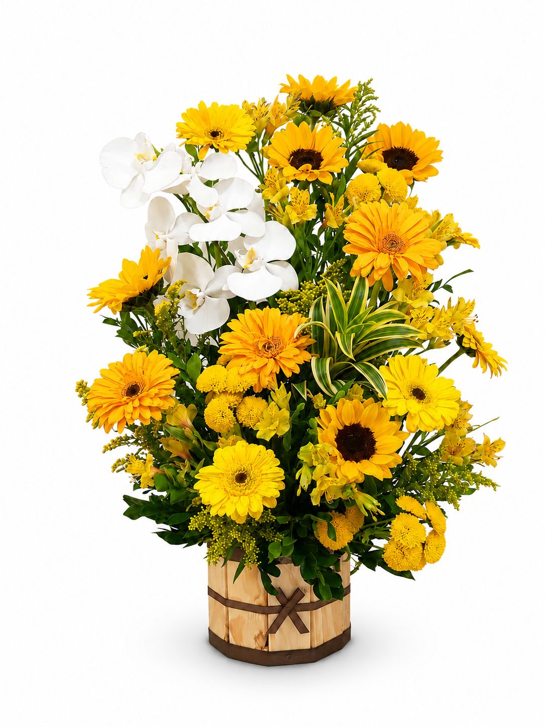 ARRANJO DE ORQUÍDEA COM
GIRASSOL E GÉRBERAS